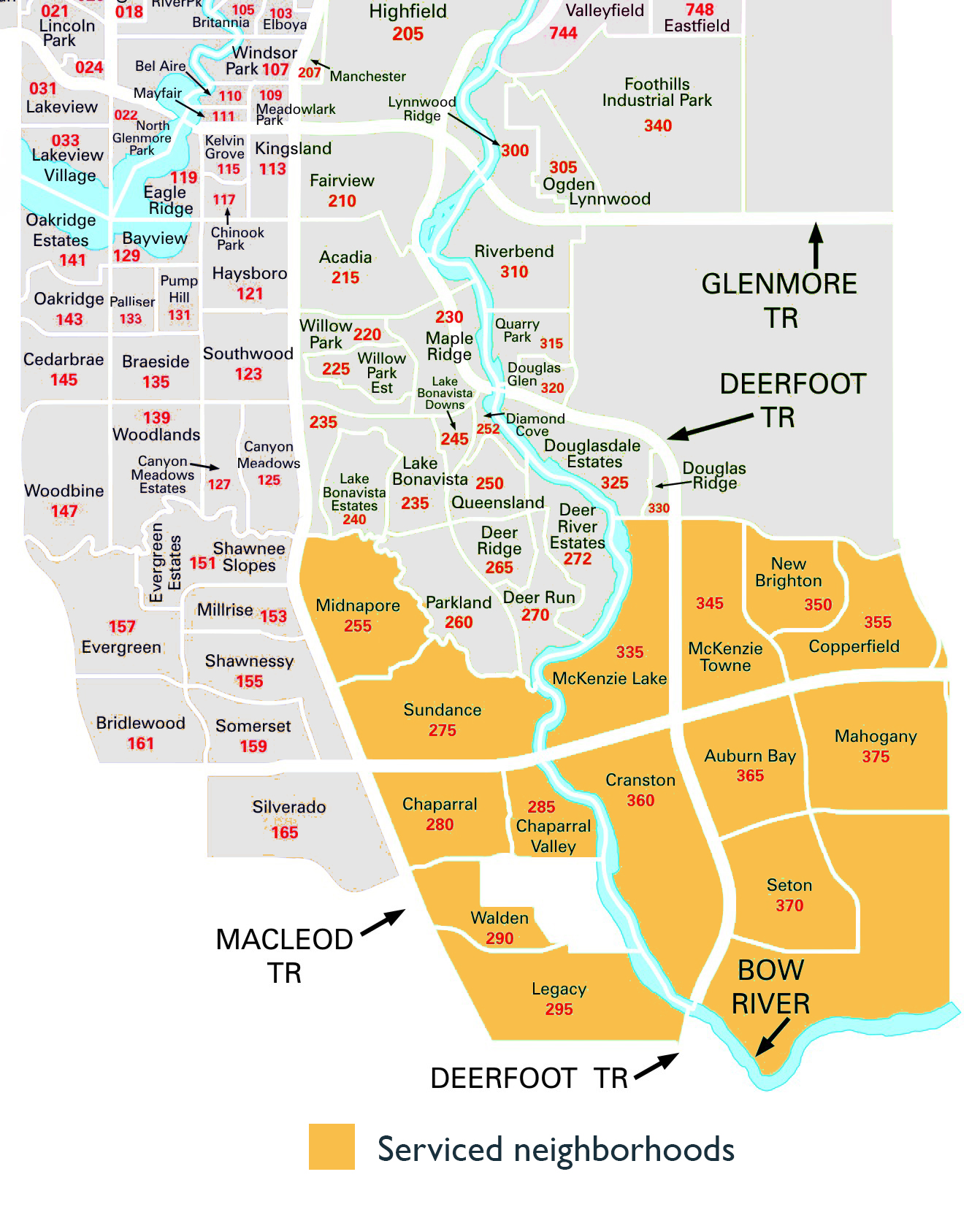 Calgary service map